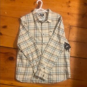 O'Neill Cream and Blue Plaid Button-Down Shirt